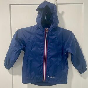 Vntg 90s LL Bean Kids Boy Nylon Blue Zip Hood Pocket Windbreaker Jacket (4T)